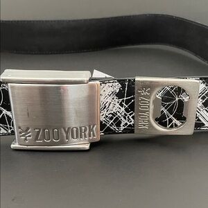 ZOO YORK Leather Bottle Opener Black & White Skateboard Urban Y2K Goth Belt